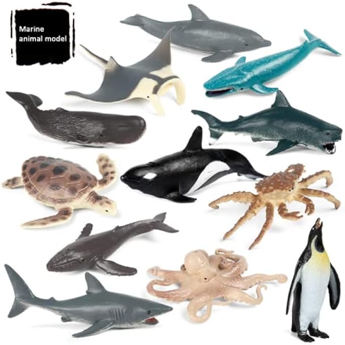 12 PCS REALISTIC SHARK BATH TOY FIGURINES, PLASTIC OCEAN SEA ANIMALS FIGURES SET INCLUDES GREAT WHITE SHARK CAKE TOPPERS CHRISTMAS BIRTHDAY GIFT FOR KIDS TODDLERS - Image 4